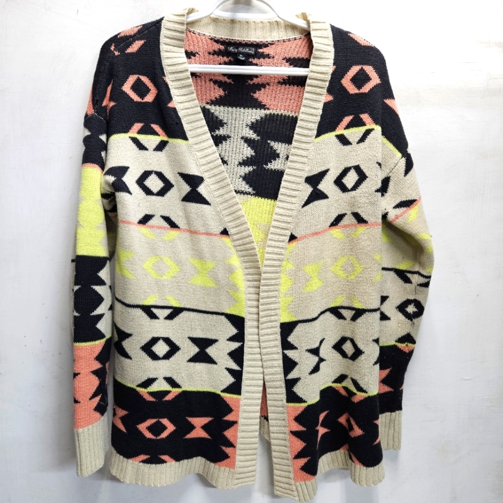 Pretty Rebellious aztec print knit cardigan sweater ~ womens XL